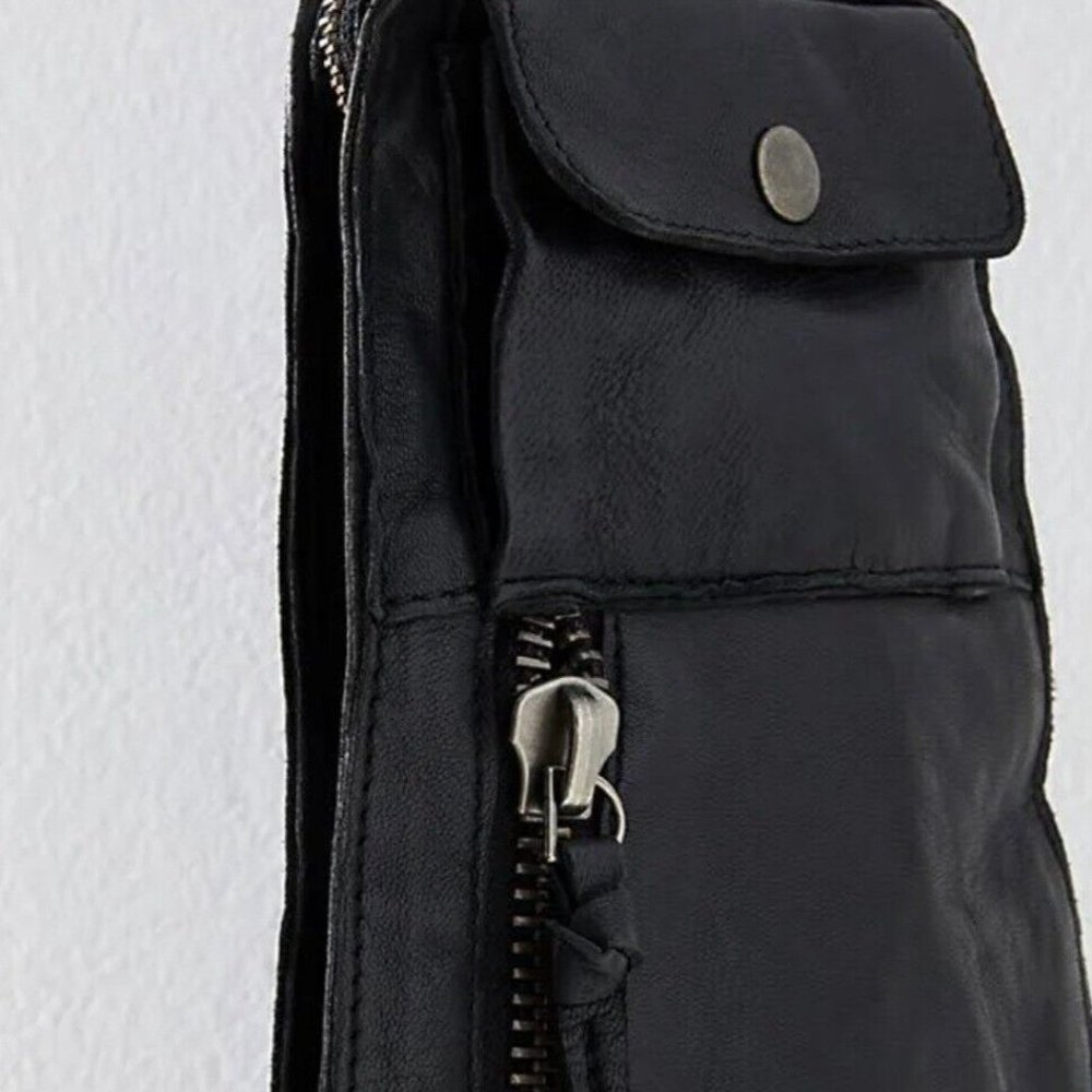 SOLD Free People Women's Jagger Slim Leather Sling Bag Black NWT $78 - Picture 6 of 15